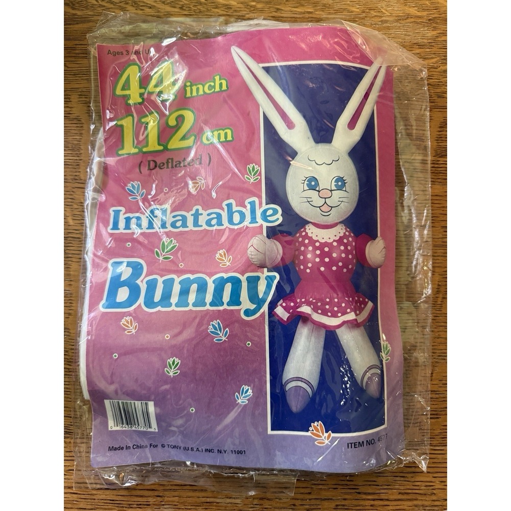 Vintage Vinyl 44" Inflatable Blowup Easter Holiday Girl Bunny Rabbit Toy New